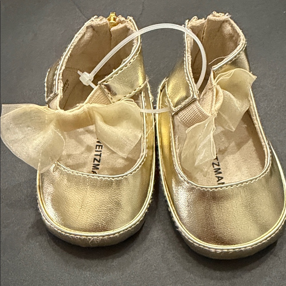 Stuart Weitzman Shimmering Gold Kids Dress Shoes